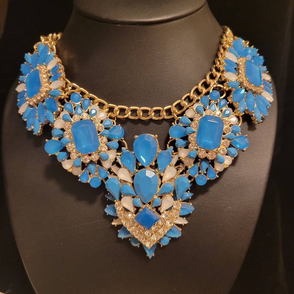 Vintage Rhinestone Beaded Heavy Necklace